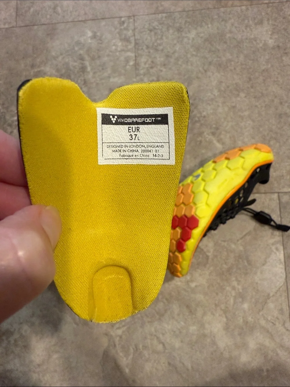 Vivobarefoot Black and Orange Water Shoes with Honeycomb Upper Size 6